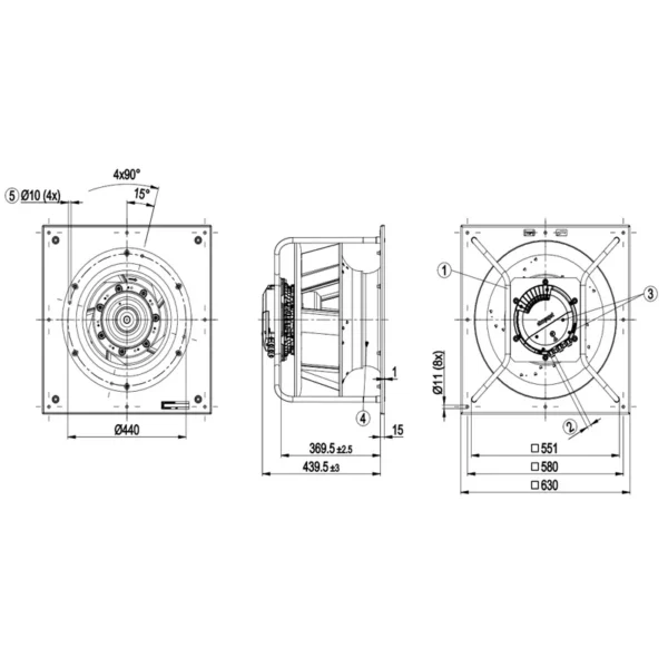 Plug Fan, K3G450-PA31-03/F01, 400V, 6.8A, 450MM - view 5