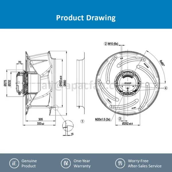 Plug Fan, R3G630-FB32-03, 400V, 1420RPM, 3700W - view 4