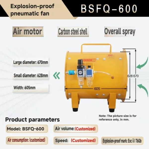 Pneumatic Explosion-proof Axial Fan, BSFQ-600, Portable - view 6