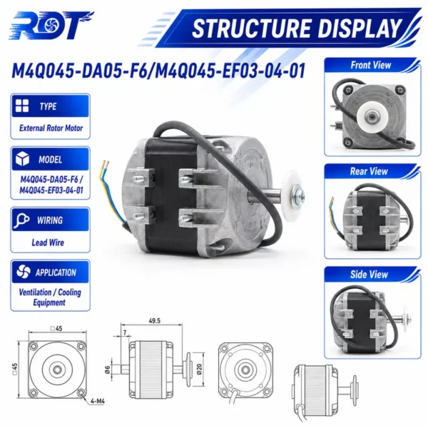 Pole Motor, M4Q045-EF03-04-01, 115VAC, 100W, 34W - view 3
