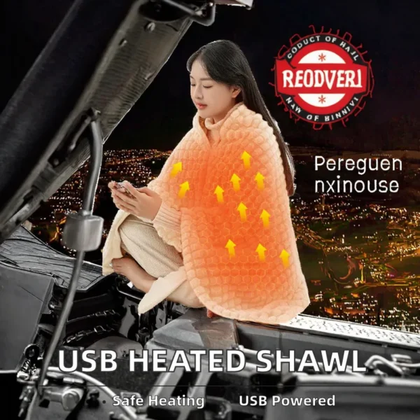 Polyester Heated Throw Blanketshawl, USB, Cordless - view 2