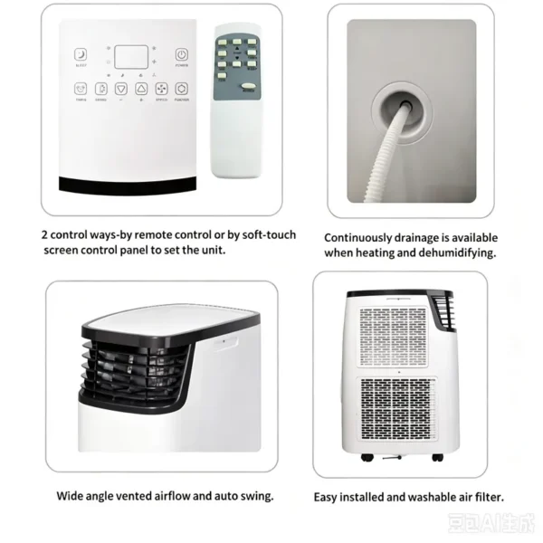 Portable Air Conditioner, 12000, BTU, Plastic - view 4