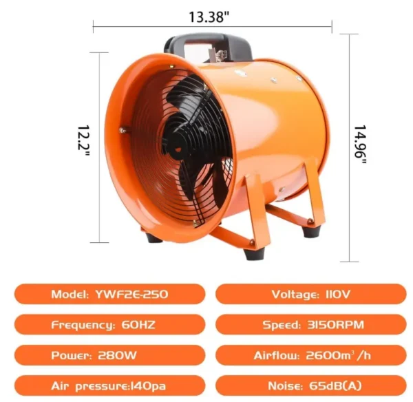 Portable Axial Fan, 5m, 100%, Copper, Aluminum - view 5