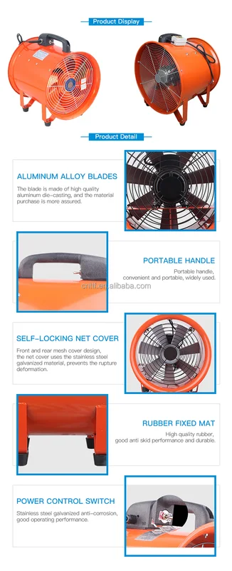 Portable Axial Ventilator, 12'', 300mm110V/220V - view 3