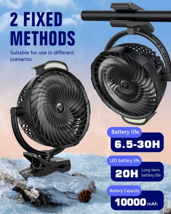 Portable Clip Fan, 360, LED - view 3