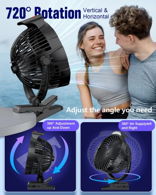 Portable Clip Fan, 360, LED - view 4