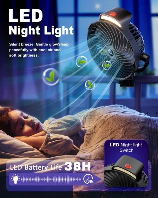 Portable Clip Fan, 360, LED - view 5