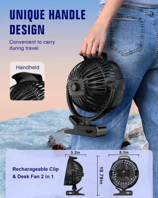 Portable Clip Fan, 360, LED - view 6