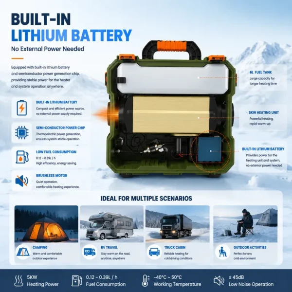 Portable Diesel Heater, 6KW, 12V, 24V, 220V - view 2