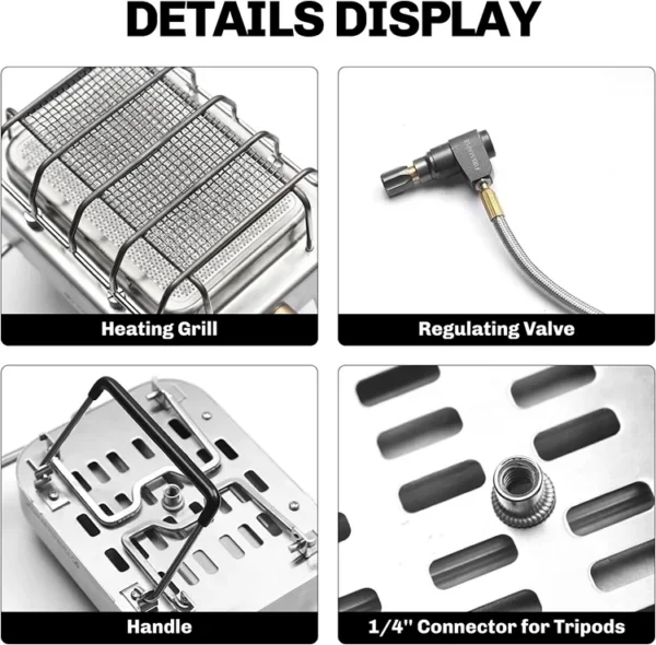 Portable Gas Heater, Stainless, Steel, 1800W - view 4