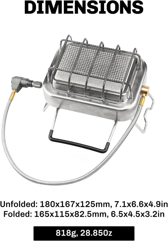 Portable Gas Heater, Stainless, Steel, 1800W - view 5