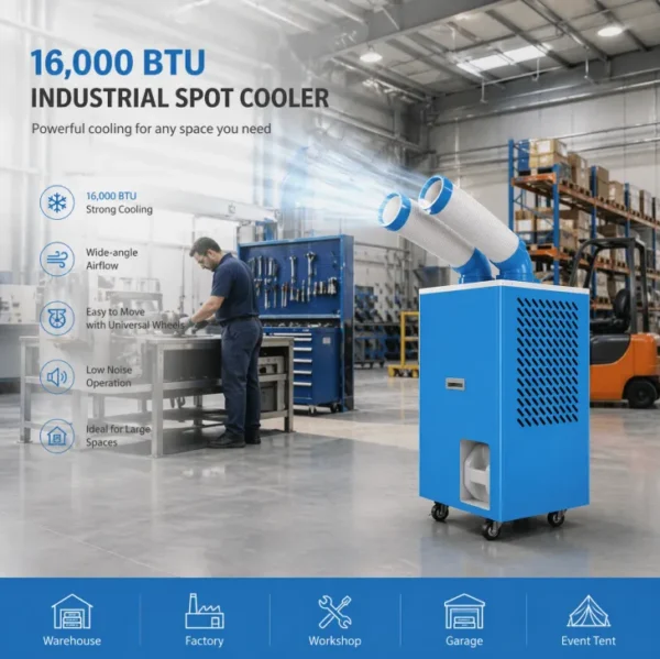 Portable Industrial Air Conditioner, 16000BTU, R410A
