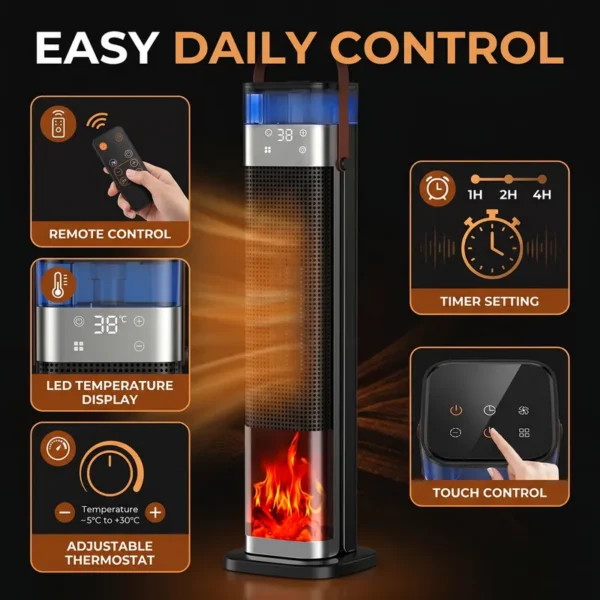 Portable Ptc Ceramic Tower, 1500 W, ABS - view 5