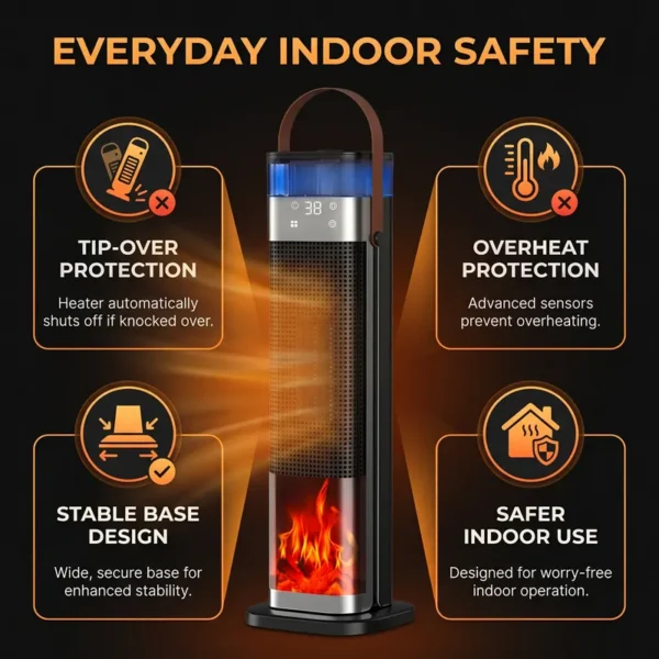 Portable Ptc Ceramic Tower, 1500 W, ABS - view 6