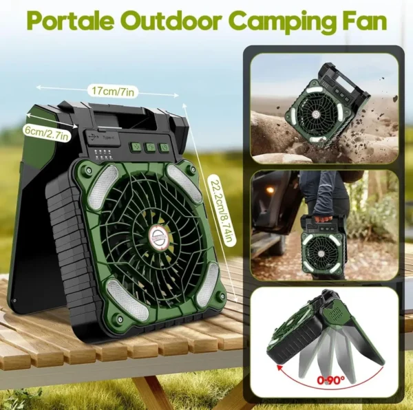 Portable Rechargeable Fan, Solar, USB - view 3