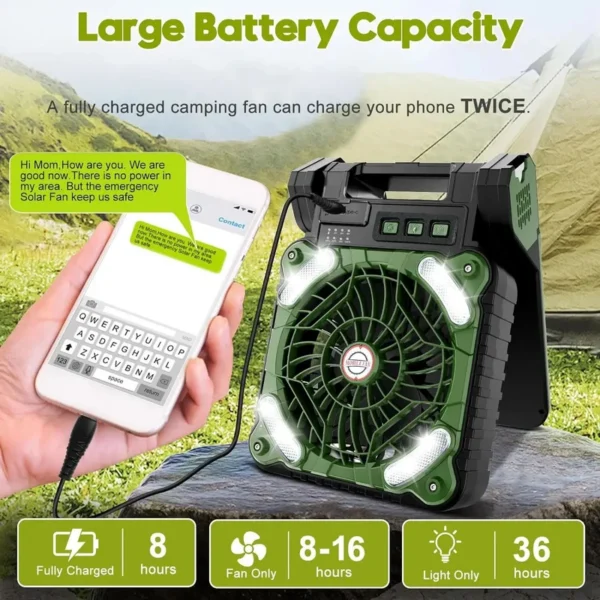 Portable Rechargeable Fan, Solar, USB - view 5