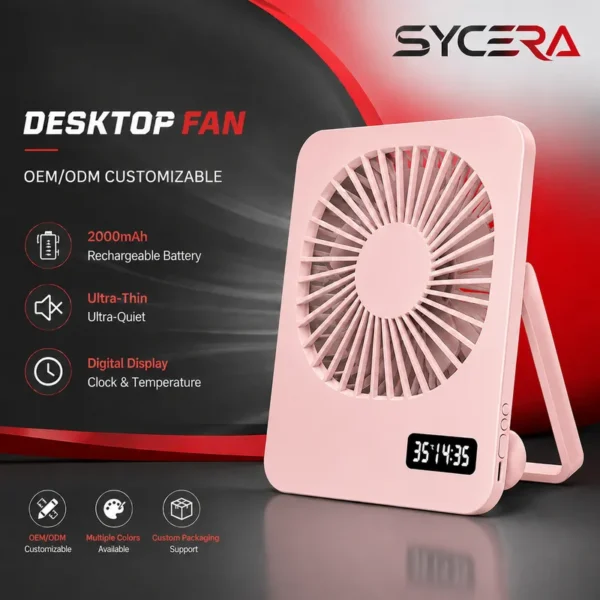 Portable Table Fan, 2000mAh, 5 V, Battery