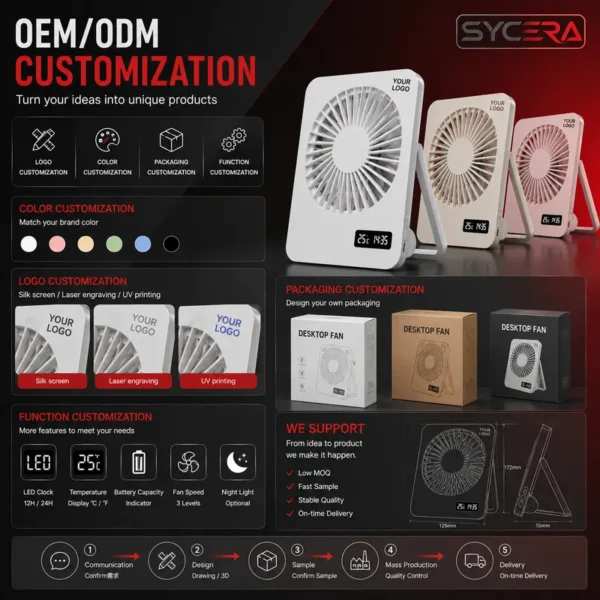 Portable Table Fan, 2000mAh, 5 V, Battery - view 4