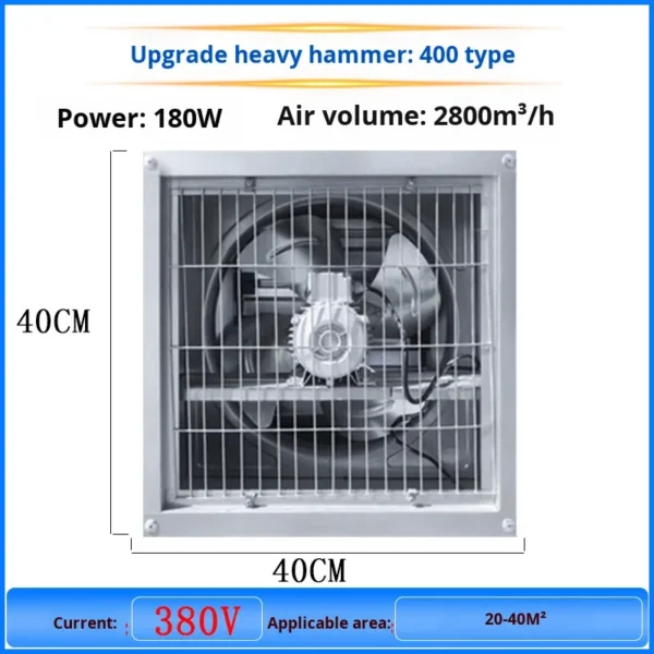 Power Louvered Exhaust Fan, 380/220V, Stainless - view 6