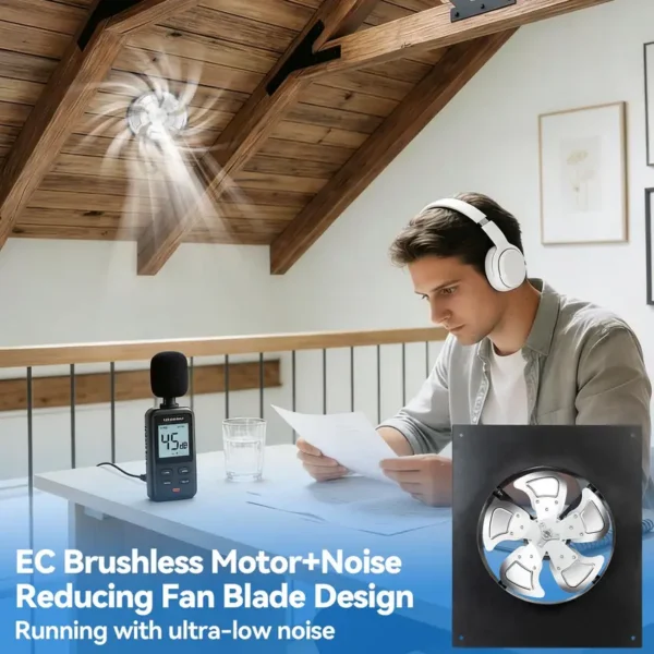 Powered Roof Exhaust Fan, Brushless, Solar, 25W, Cast - view 3