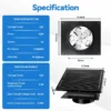 Powered Roof Exhaust Fan, Brushless, Solar, 25W, Cast - view 6