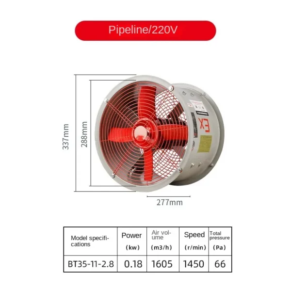 Powerful Explosion-proof Industrial Fan, 380V/220V, 16A - view 5