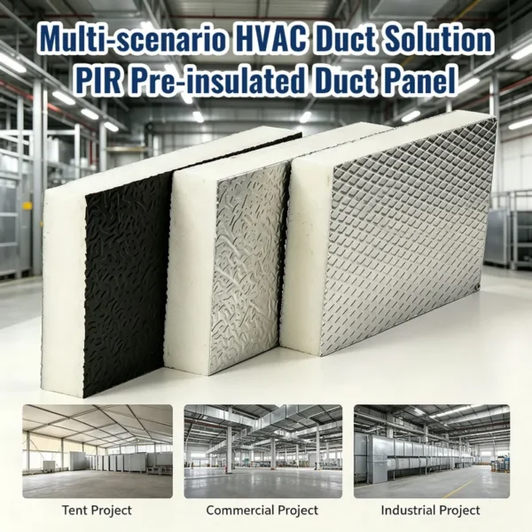 Pre Insulated Duct Panel, GFI, 20mm, PIR, Aluminum