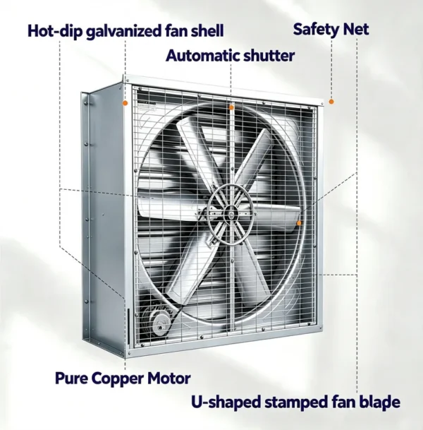 Pressure Heavy Hammer Fan, 1380mm, Wall, Axial - view 2