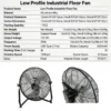 Profile Industrial Floor Fan, 9W, Metal - view 6