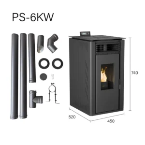 Ps-60 Pellet Stove, 6 KW, Carbon steel