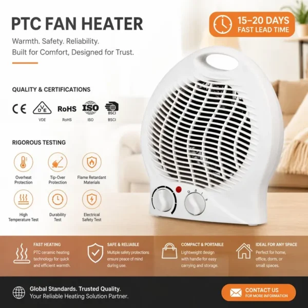 Ptc Ceramic Fan, Portable, 1000W, 2000W, VDE - view 4