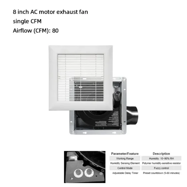 Quiet Bathroom Exhaust Fan, 8-Inch, Ceiling - view 2