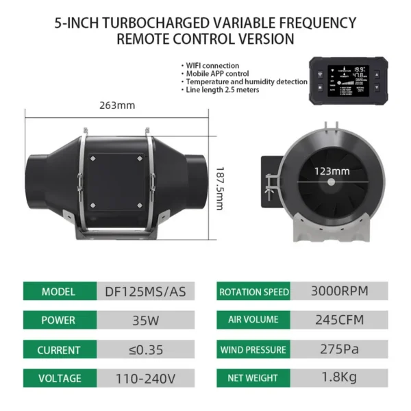 Quiet Duct Fan, HVAC, 100-240v, Electric - view 4