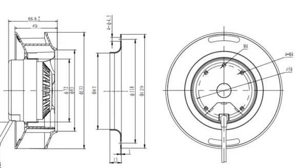 Radial Fan, 133-049, Plastic, Centrifugal, 2650rpm - view 5
