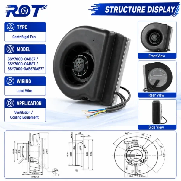 Radial Fan, 6SY7000-0AB67, 230V, 250mm, 2450RPM - view 2
