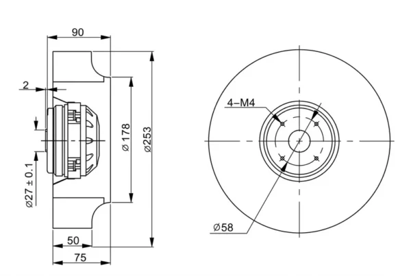 Radial Fan, XH250FLW-A, 250, FLW2-A, 220V - view 5