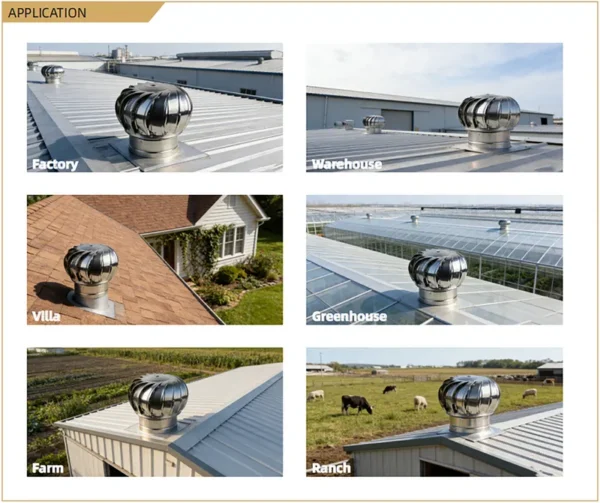 Rainproof Roof Turbine Ventilator, Stainless, Steel, 304 - view 6