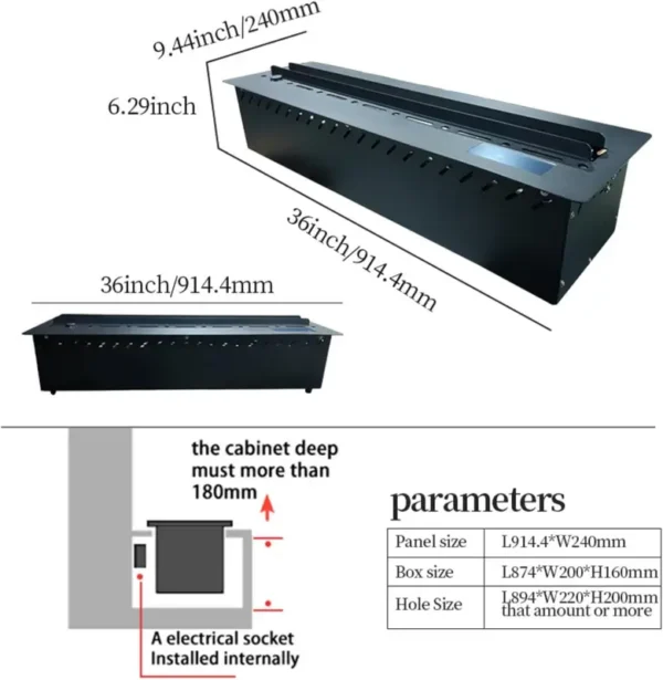 Recessed Water Vapor Fireplace, 3D, APP - view 4