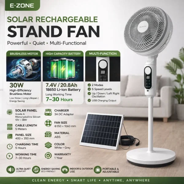 Rechargeable Mini Fan, LiFePO4, Solar - view 6