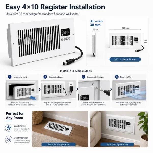 Register Booster Fan, 4x10, HVAC - view 2