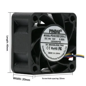 Roller Fan, 12V, 4020, Pin/4P, Brushless