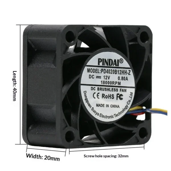 Roller Fan, 12V, 4020, Pin/4P, Brushless
