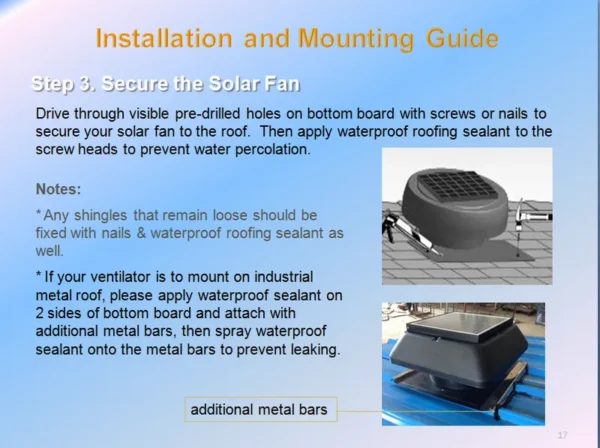 Roof Attic Exhaust Fan, 14", 40-Watt, Solar, 2900 - view 2