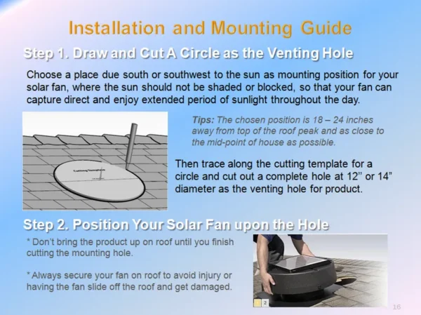 Roof Attic Exhaust Fan, 14", 40-Watt, Solar, 2900 - view 4