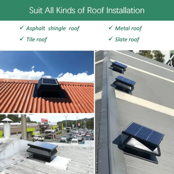 Roof Exhaust Fans, Brushless, 40W, Solar, 5-Year - view 3