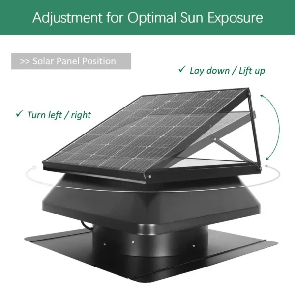 Roof Exhaust Fans, Brushless, 40W, Solar, 5-Year - view 4