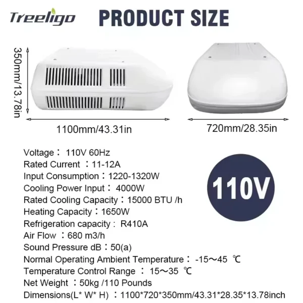 Rooftop Air Conditioner, R410A, 15000, BTU, 110V - view 2