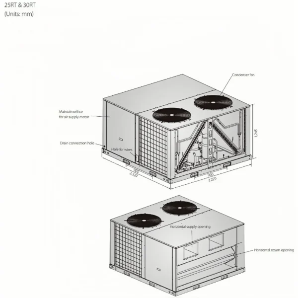 Rooftop Package Air Conditioner, MRCT--075CWDN1-R(A, 7.5Ton - view 5