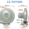 Roots Blower, 750W, IRON, Centrifugal, 220V - view 6