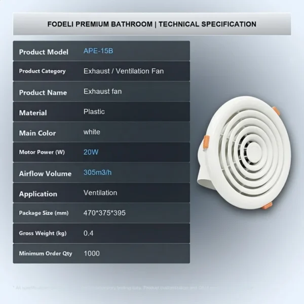 Round Ceiling Exhaust Fan, 20W, 305m3 - view 5